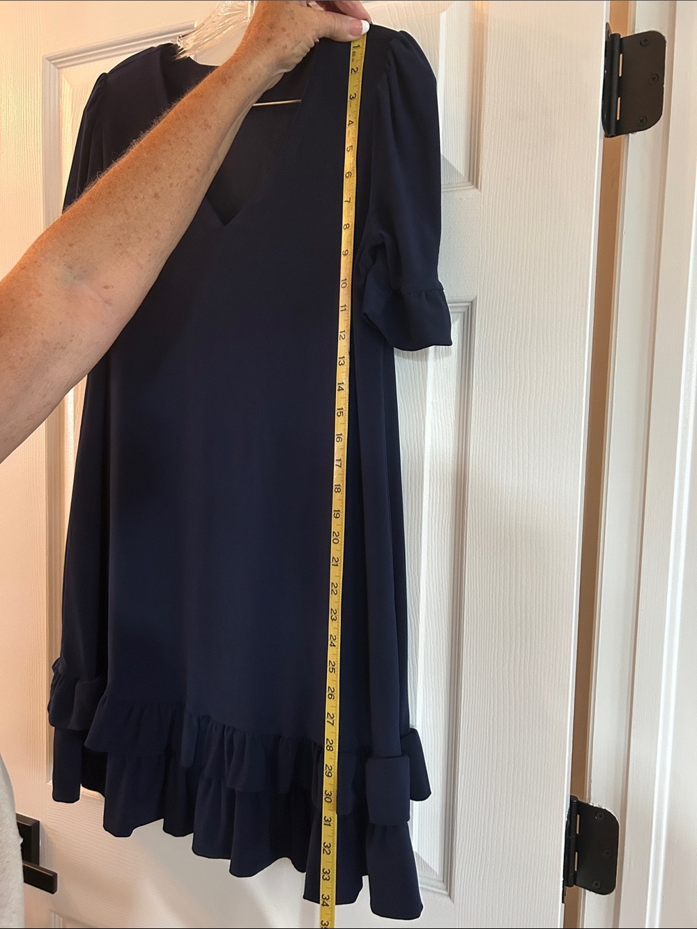 MSK Navy V-Neck Ruffle-Hem Mini Dress - Picture 3 of 4